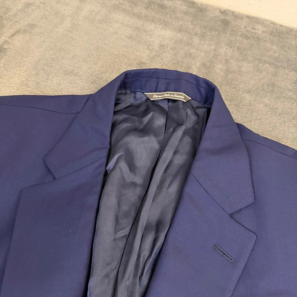 Jack Victor Luxury Collection Blazer Mens 48 Regular Blue Wool Italian Fabric